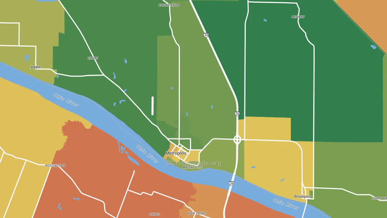 Massac County, IL Map of Drug-Related Crime Rates