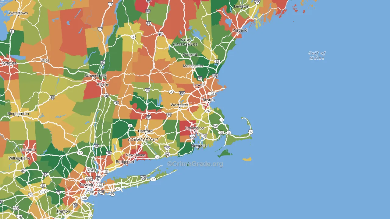 Massachusetts Map of Drug-Related Crime Rates