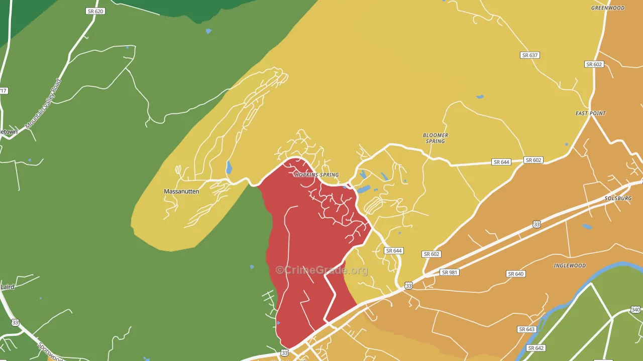 Massanutten, VA Map of Drug-Related Crime Rates