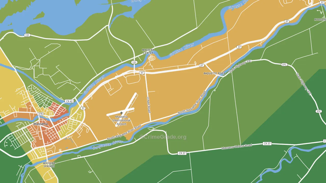 Massena Center, NY Map of Drug-Related Crime Rates