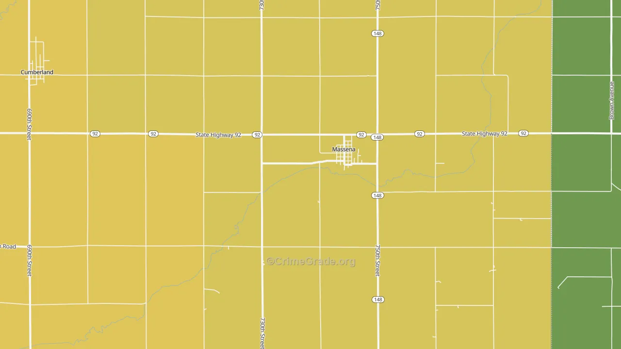 Massena, IA Map of Drug-Related Crime Rates