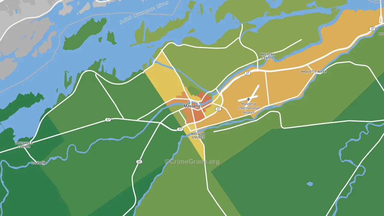 Massena, NY Map of Drug-Related Crime Rates