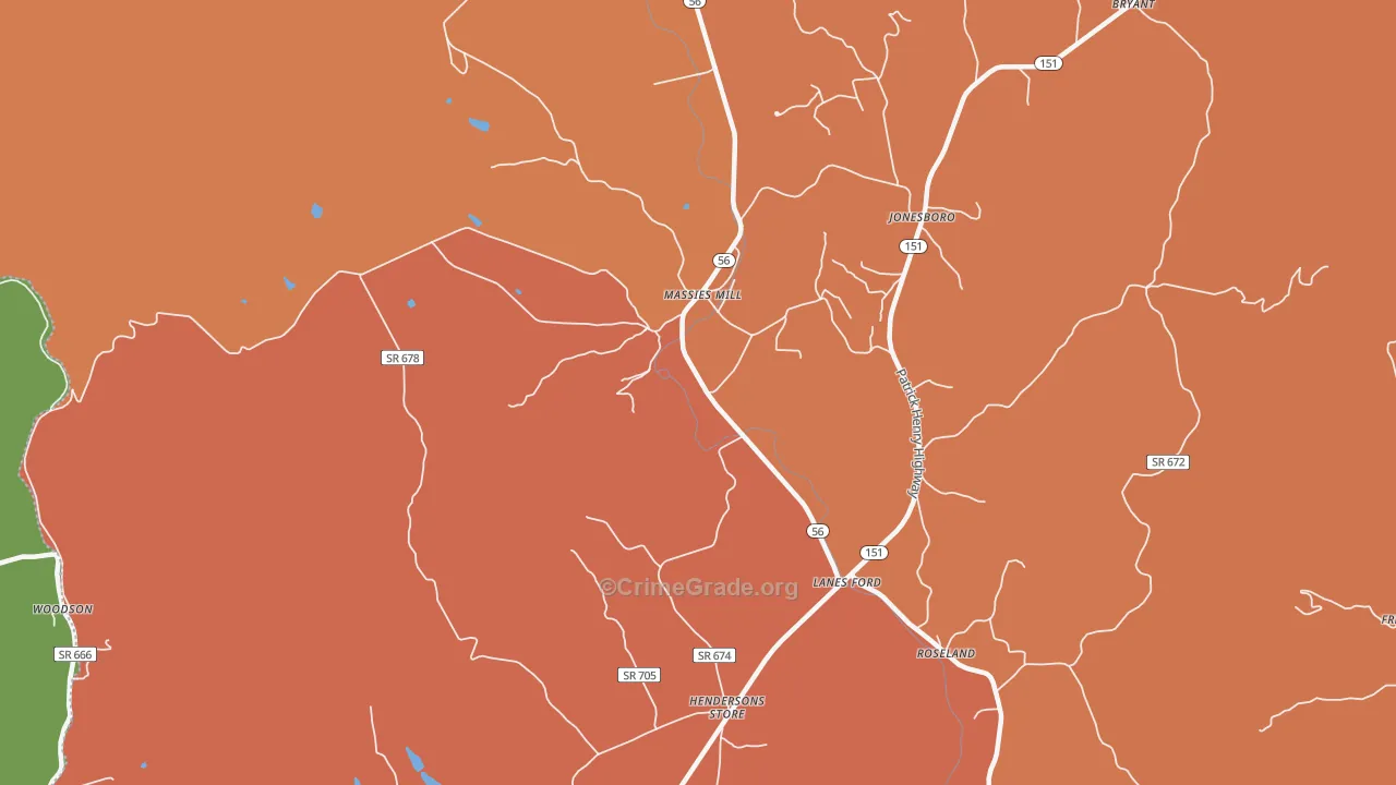 Massies Mill, VA Map of Drug-Related Crime Rates