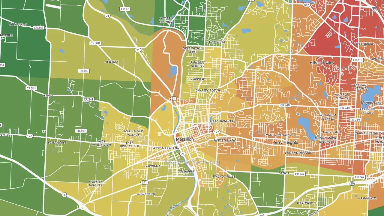 Massillon, OH Map of Drug-Related Crime Rates