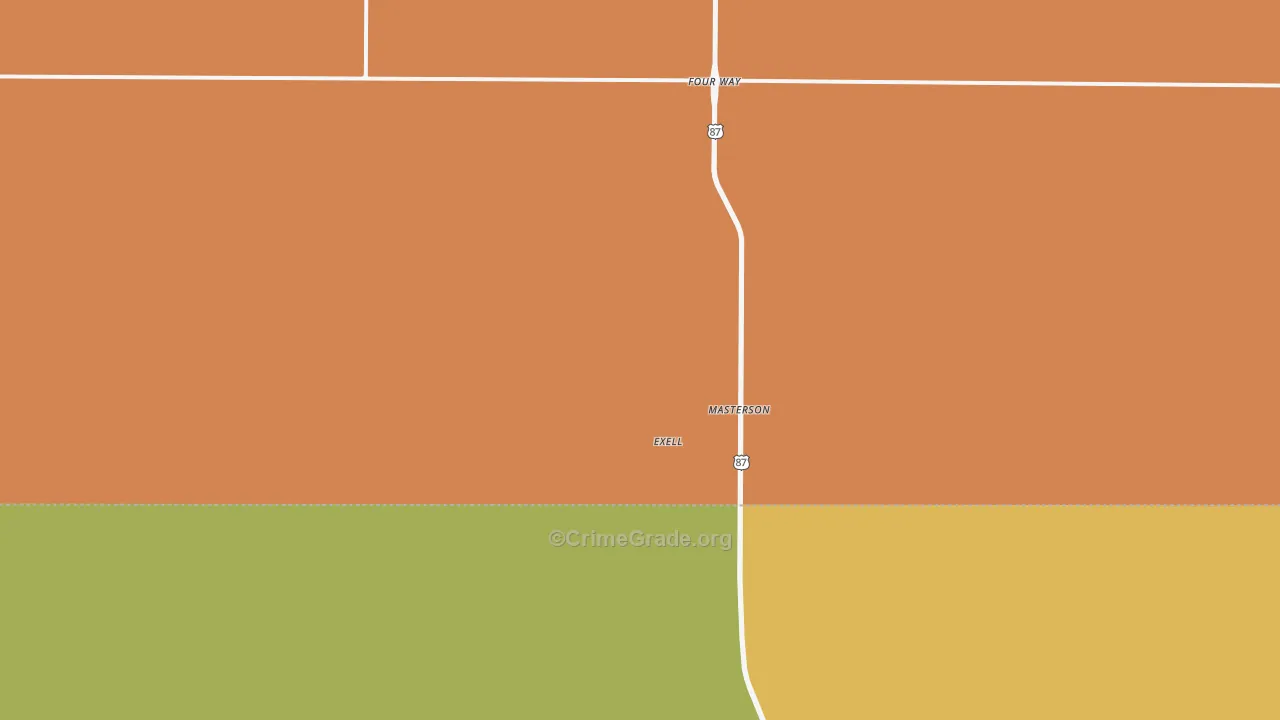 Masterson, TX Map of Drug-Related Crime Rates
