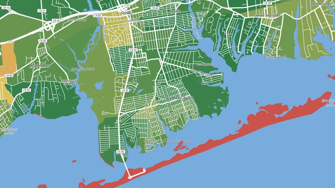 Mastic Beach, NY Map of Drug-Related Crime Rates