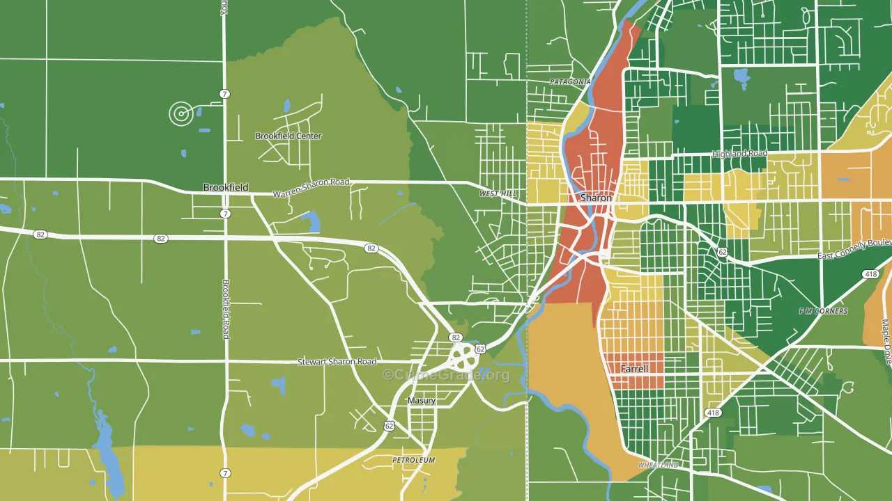 Masury, OH Map of Drug-Related Crime Rates