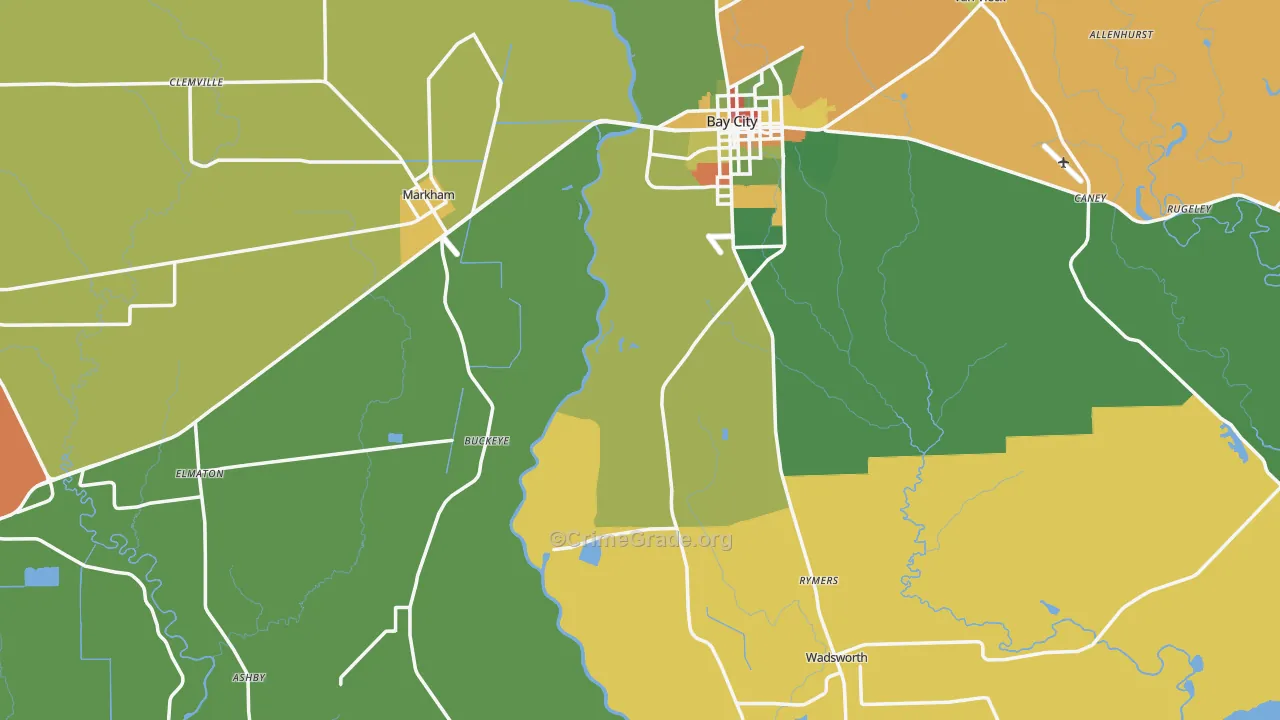 Matagorda County, TX Map of Drug-Related Crime Rates