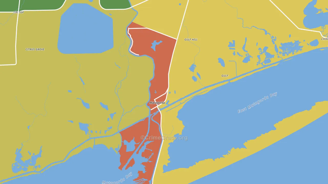 Matagorda, TX Map of Drug-Related Crime Rates