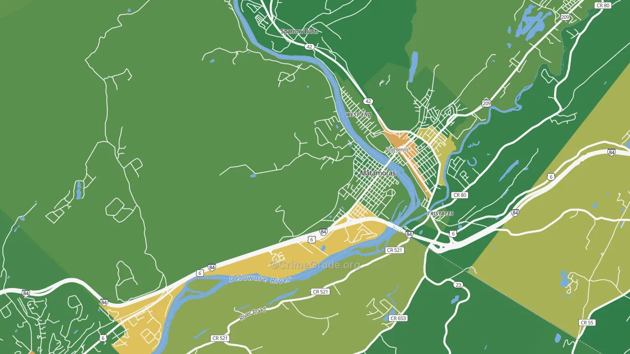 Matamoras, PA Map of Drug-Related Crime Rates