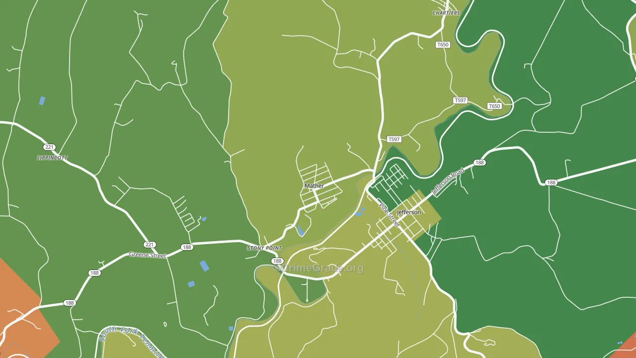 Mather, PA Map of Drug-Related Crime Rates
