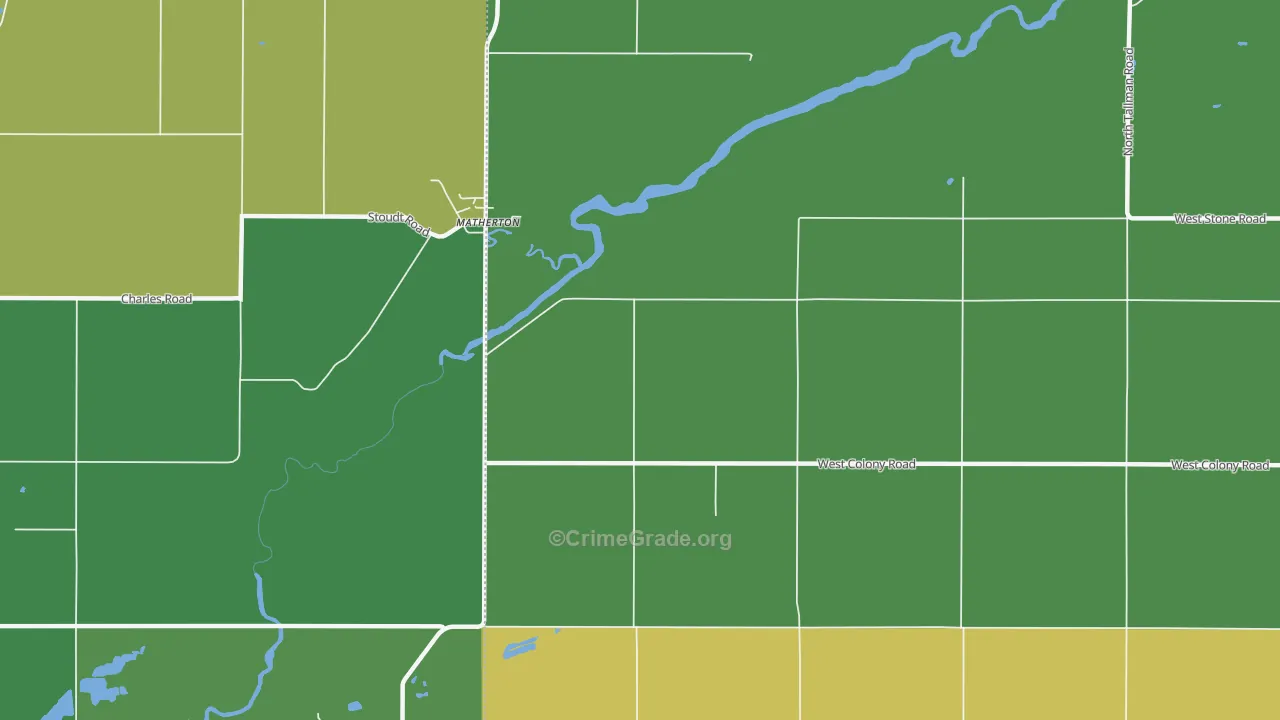 Matherton, MI Map of Drug-Related Crime Rates