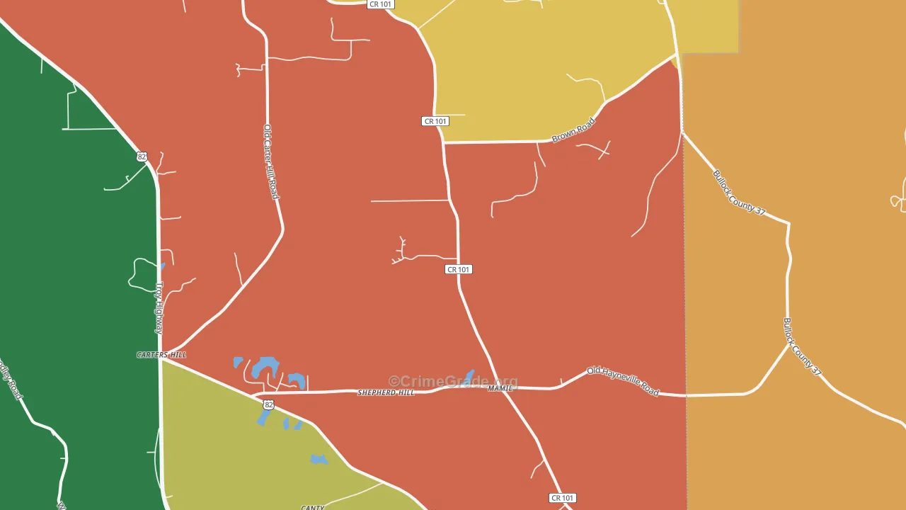 Mathews, AL Map of Drug-Related Crime Rates