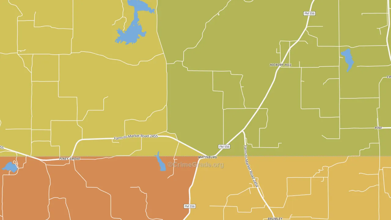 Matinburg, TX Map of Drug-Related Crime Rates