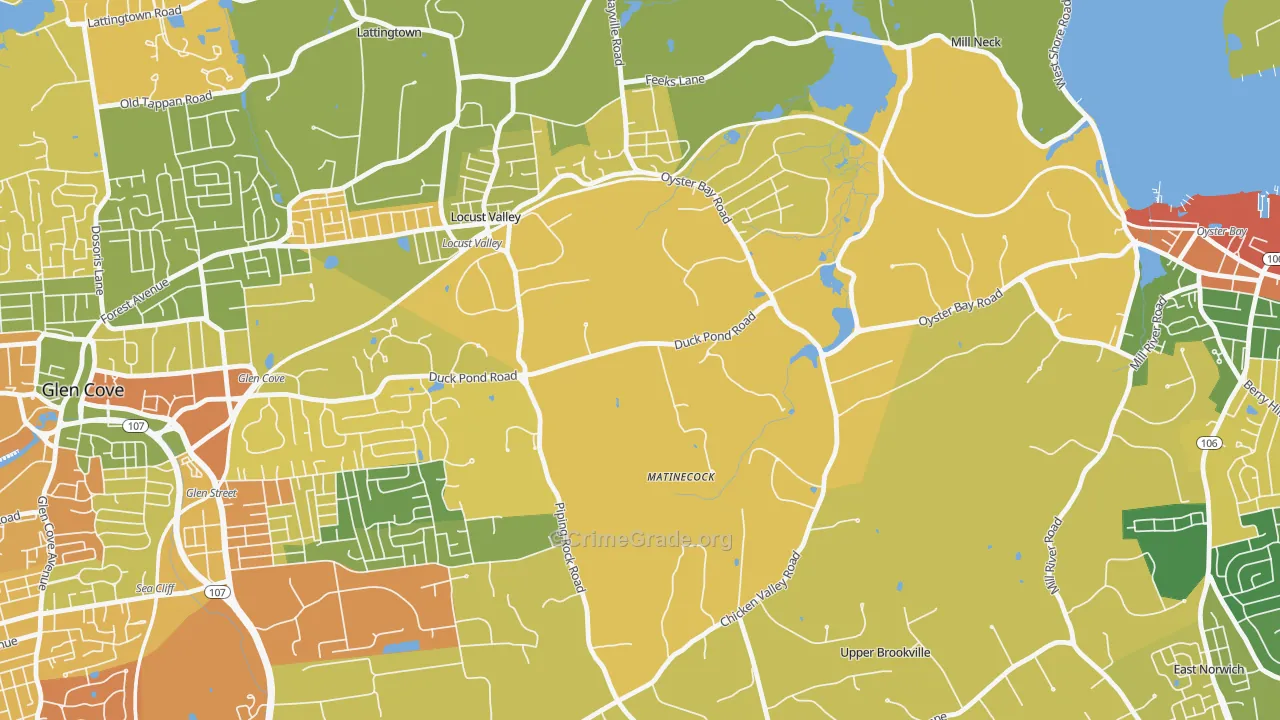 Matinecock, NY Map of Drug-Related Crime Rates