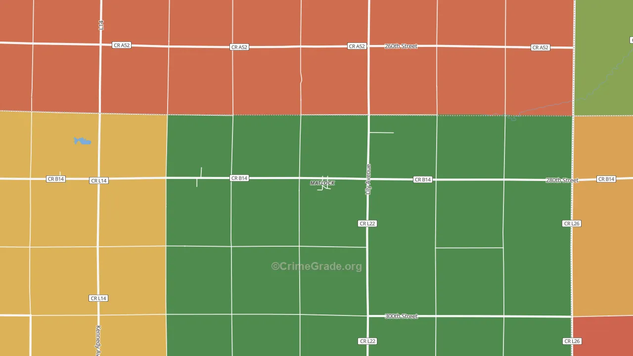 Matlock, IA Map of Drug-Related Crime Rates