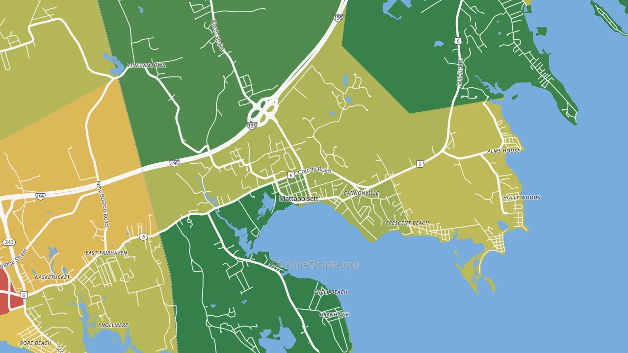 Mattapoisett Center, MA Map of Drug-Related Crime Rates