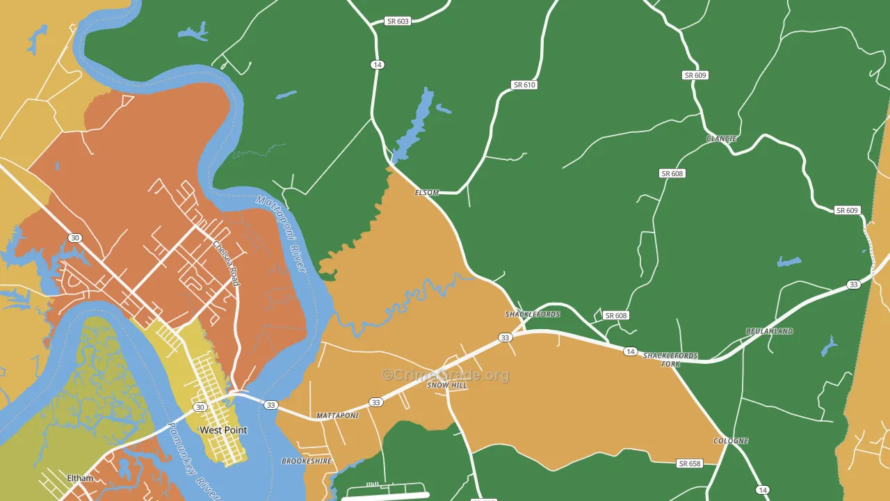 Mattaponi, VA Map of Drug-Related Crime Rates