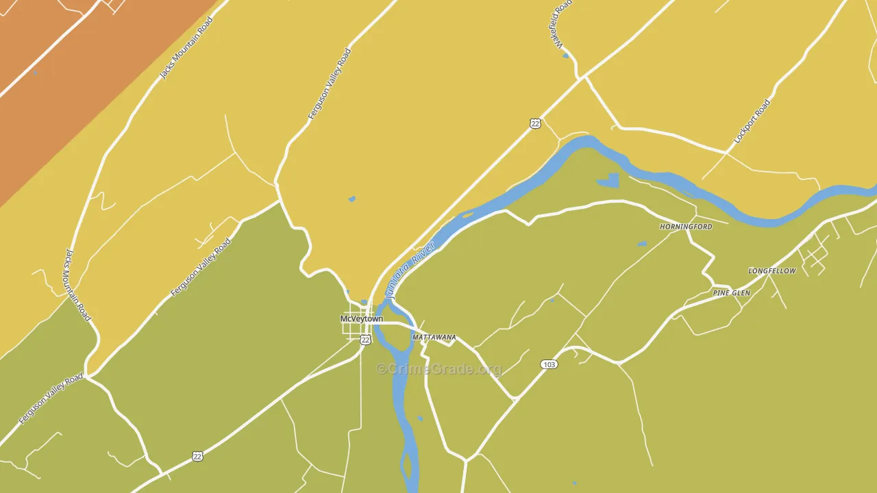 Mattawana, PA Map of Drug-Related Crime Rates