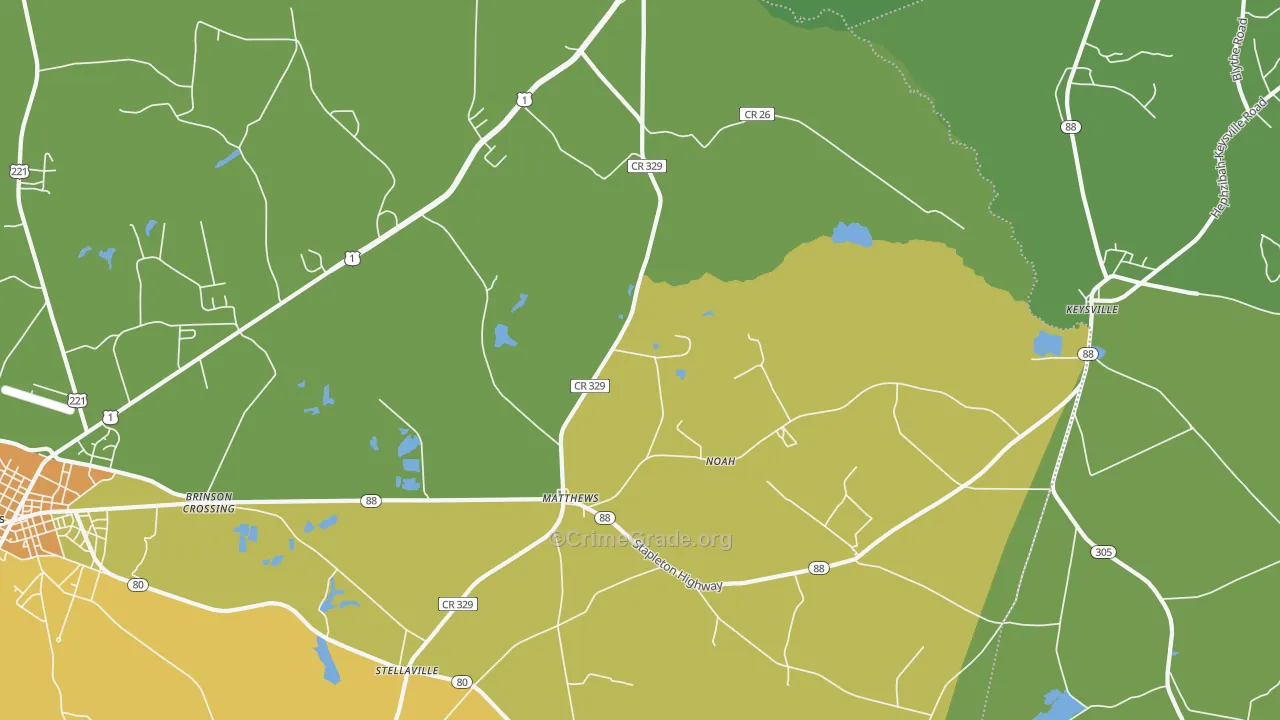Matthews, GA Map of Drug-Related Crime Rates