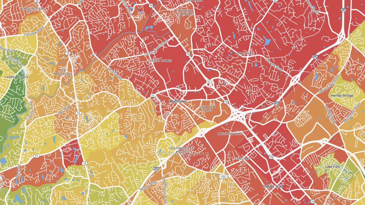Matthews, NC Map of Drug-Related Crime Rates