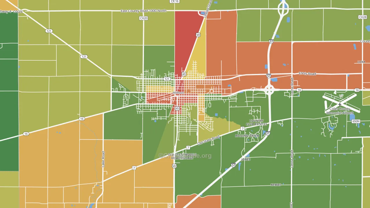 Mattoon, IL Map of Drug-Related Crime Rates