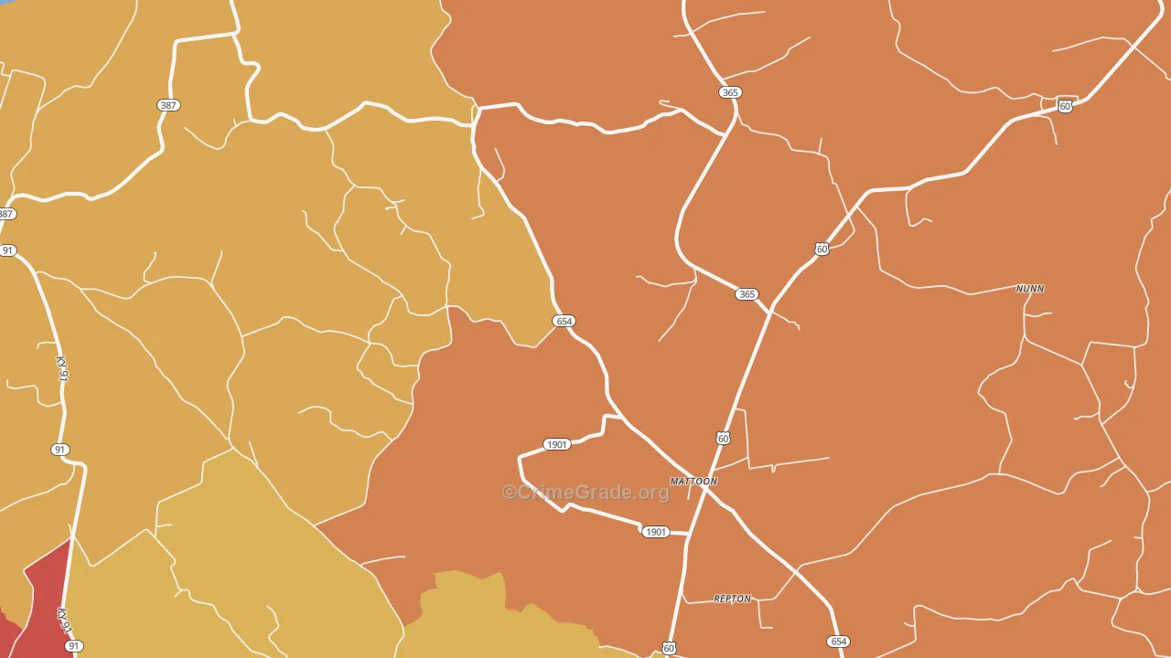 Mattoon, KY Map of Drug-Related Crime Rates