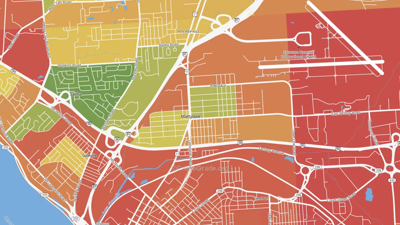 Mattydale, NY Map of Drug-Related Crime Rates