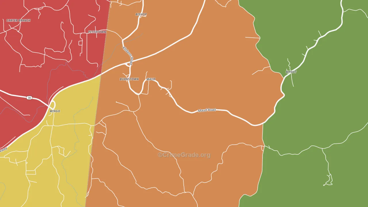 Maud, AL Map of Drug-Related Crime Rates