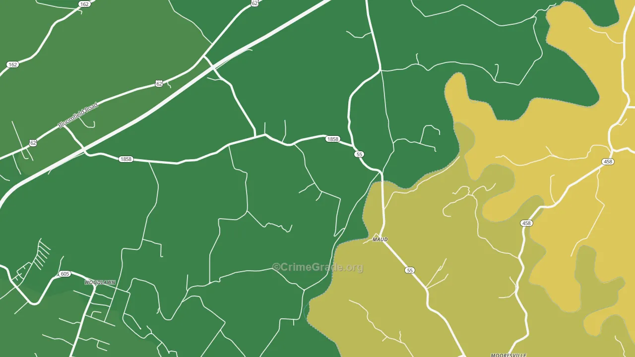 Maud, KY Map of Drug-Related Crime Rates