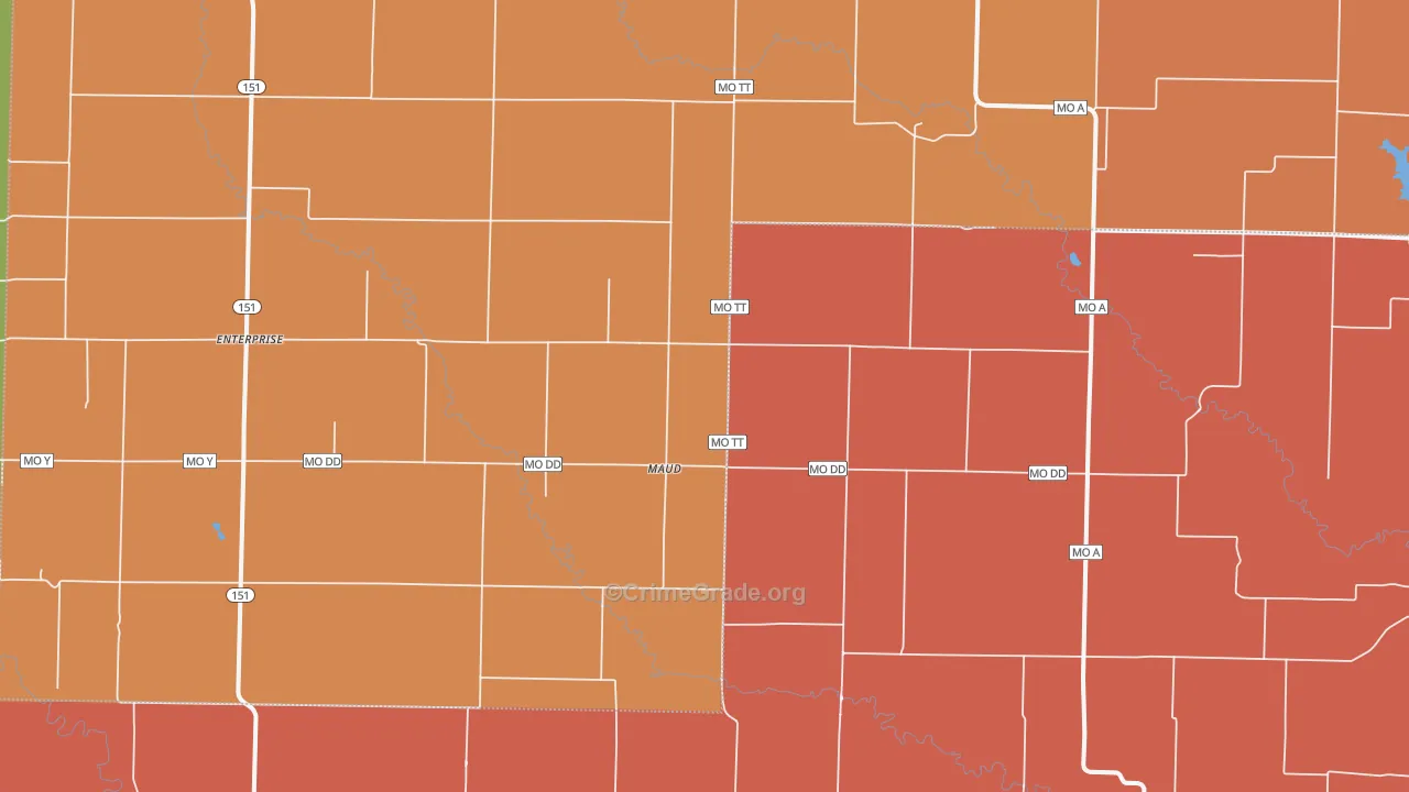 Maud, MO Map of Drug-Related Crime Rates