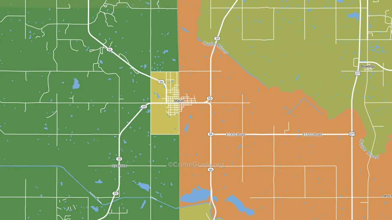 Maud, OK Map of Drug-Related Crime Rates