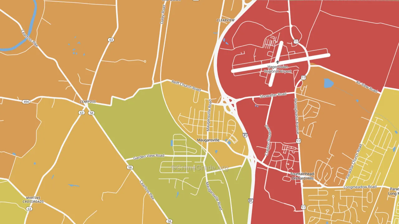 Maugansville, MD Map of Drug-Related Crime Rates