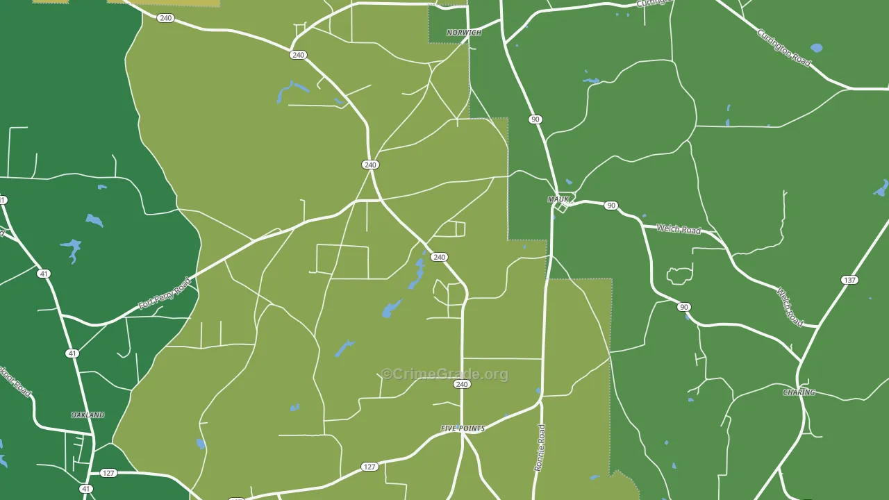 Mauk, GA Map of Drug-Related Crime Rates