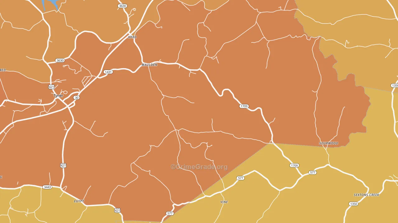 Maulden, KY Map of Drug-Related Crime Rates