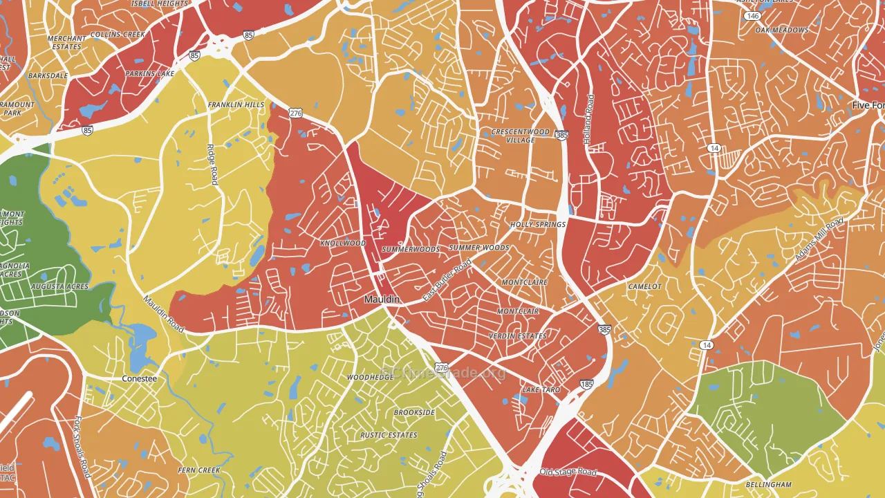 Mauldin, SC Map of Drug-Related Crime Rates