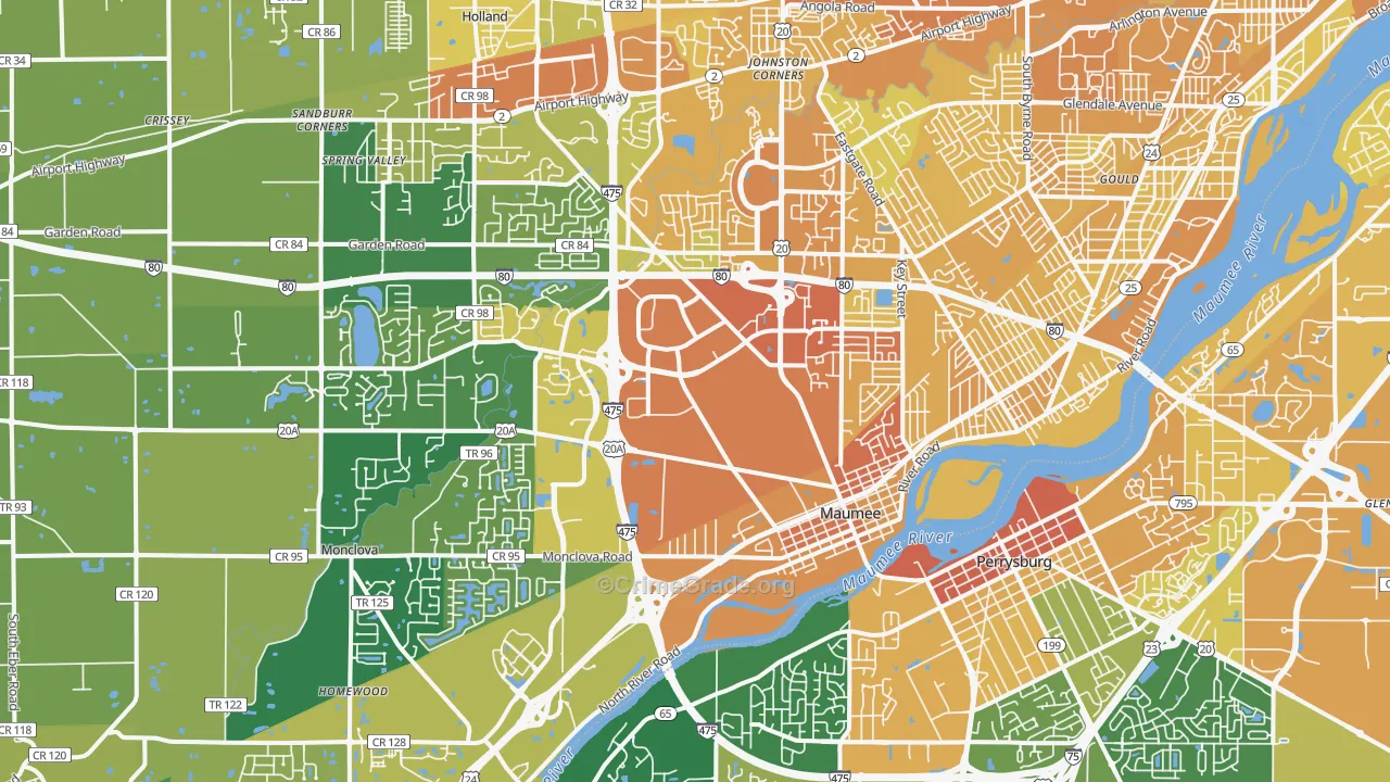 Maumee, OH Map of Drug-Related Crime Rates