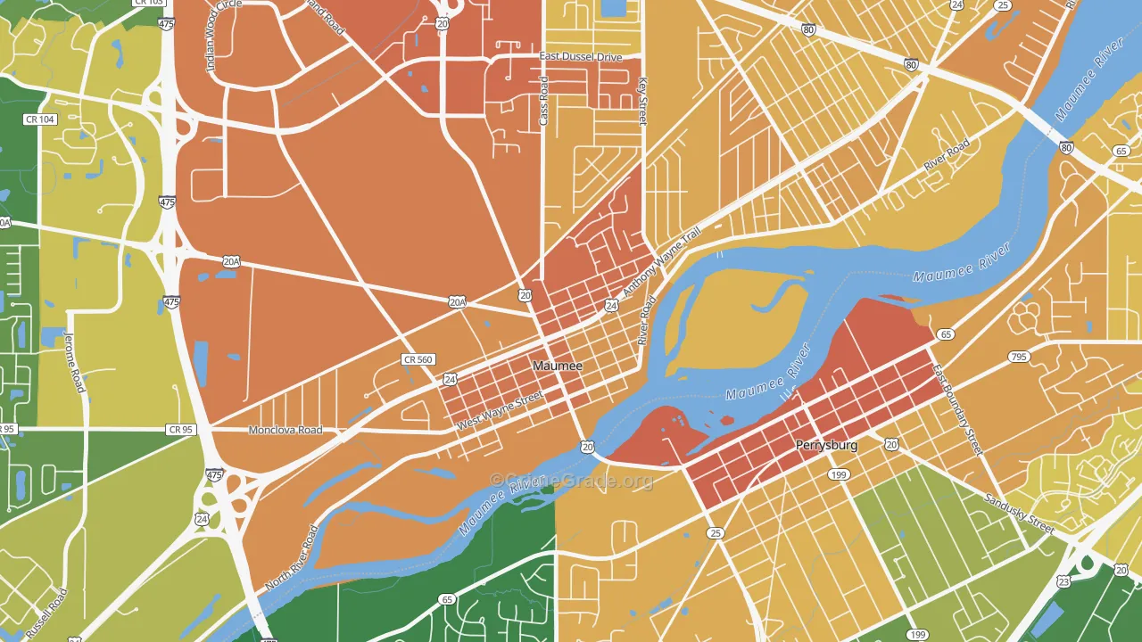 Maumee Uptown Historic District, Maumee, OH Map of Drug-Related Crime Rates