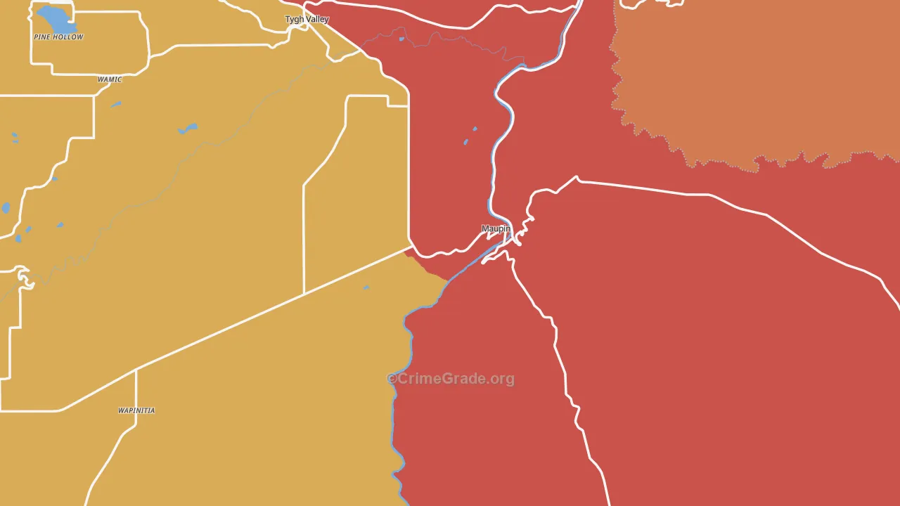 Maupin, OR Map of Drug-Related Crime Rates
