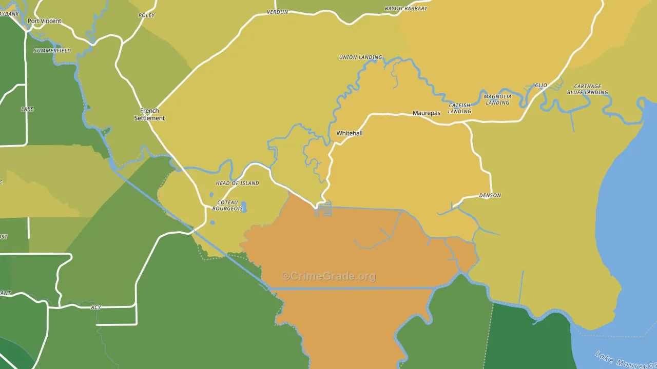 Maurepas, LA Map of Drug-Related Crime Rates
