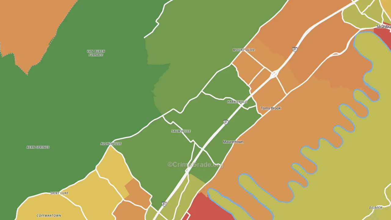 Maurertown, VA Map of Drug-Related Crime Rates