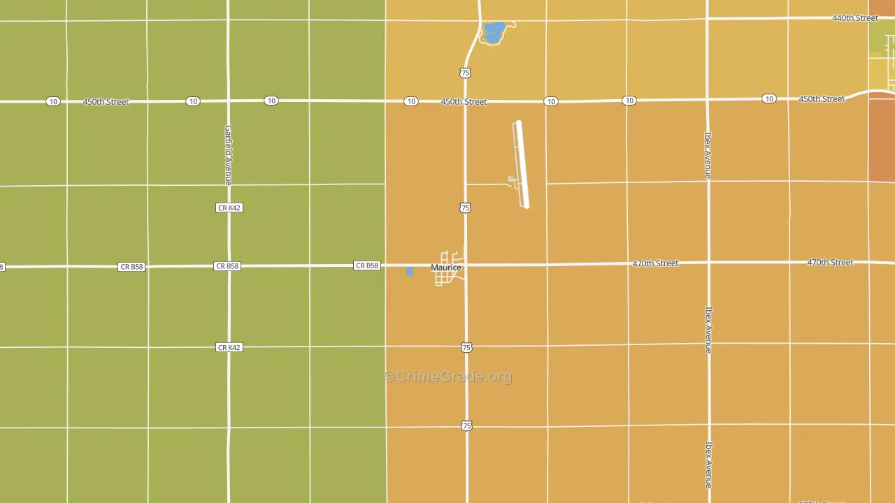 Maurice, IA Map of Drug-Related Crime Rates