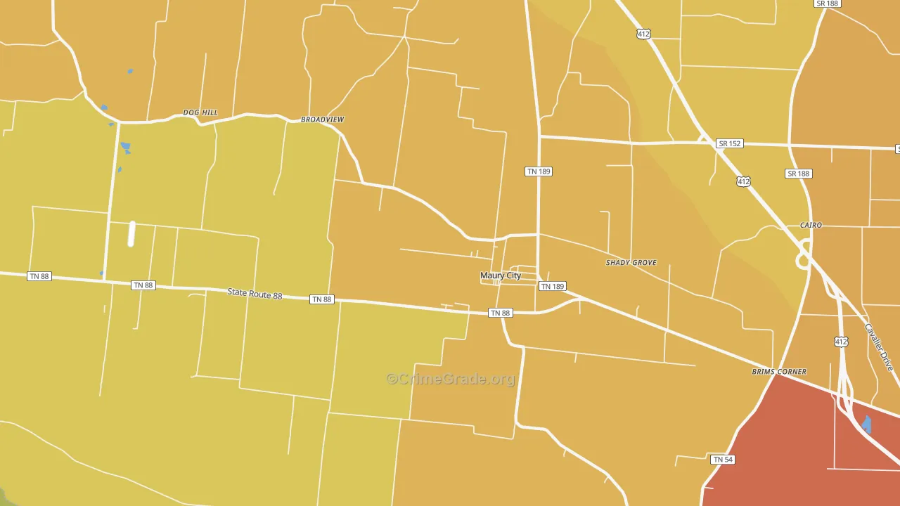 Maury City, TN Map of Drug-Related Crime Rates