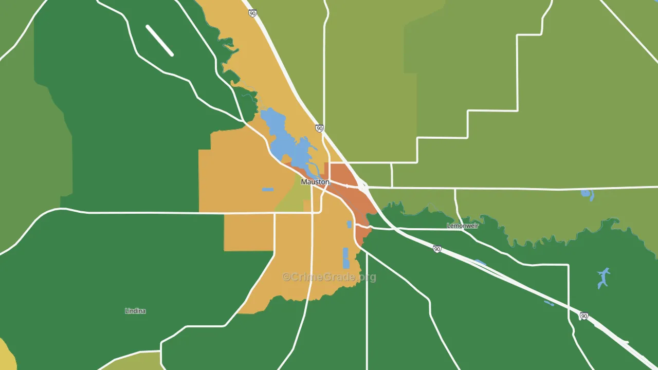 Mauston, WI Map of Drug-Related Crime Rates