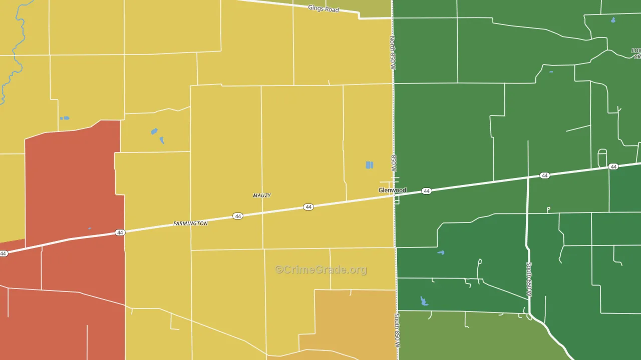 Mauzy, IN Map of Drug-Related Crime Rates