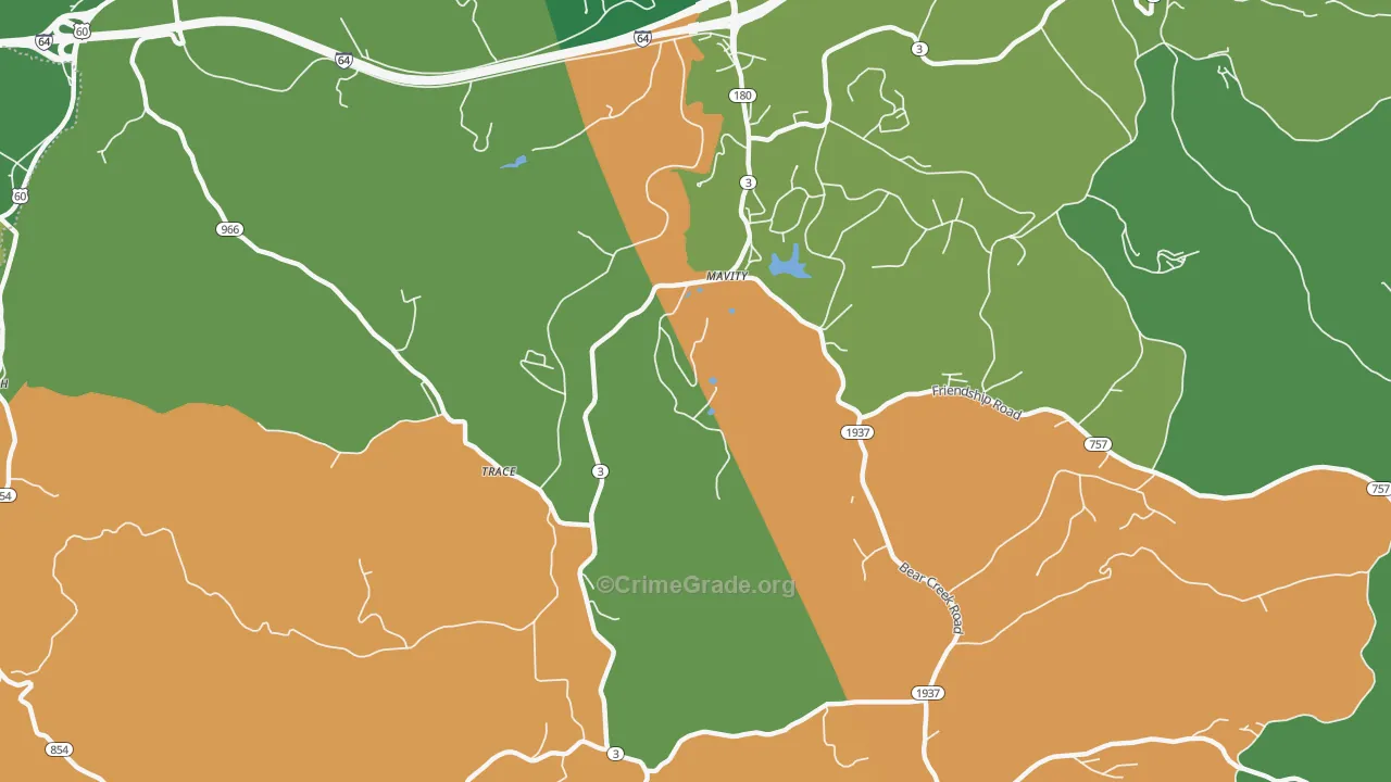 Mavity, KY Map of Drug-Related Crime Rates