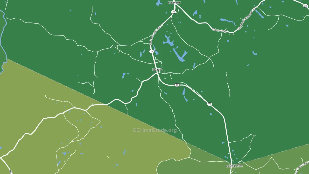 Maxeys, GA Map of Drug-Related Crime Rates
