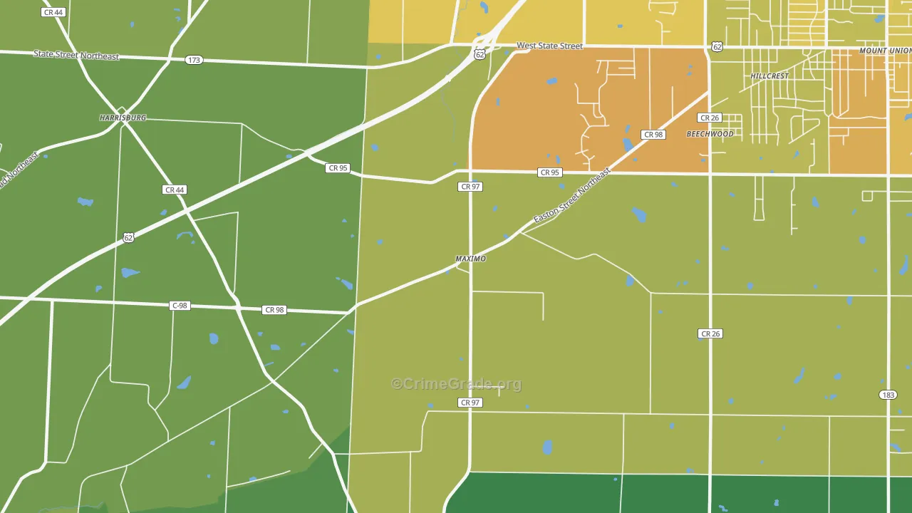 Maximo, OH Map of Drug-Related Crime Rates