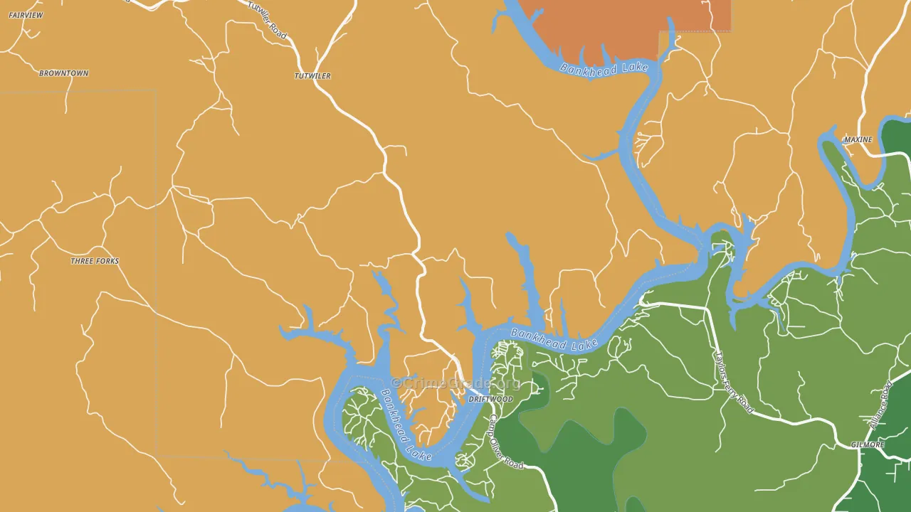 Maxine, AL Map of Drug-Related Crime Rates