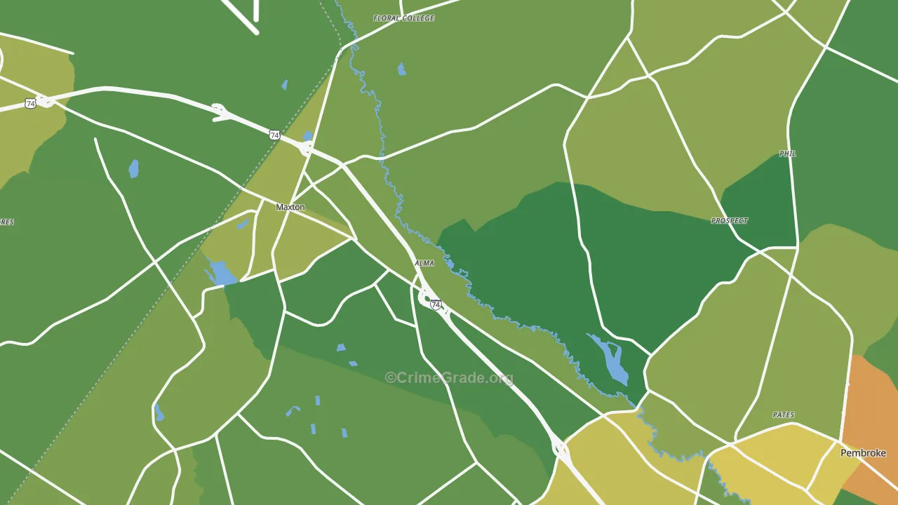 Maxton, NC Map of Drug-Related Crime Rates